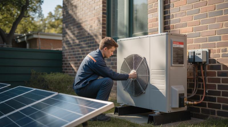 instalator montujący pompę ciepła